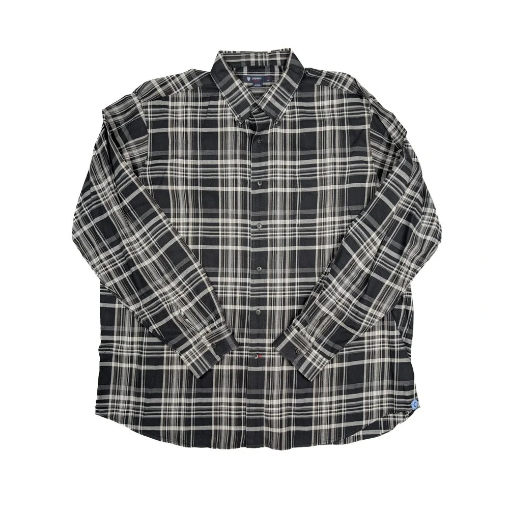 Daniel Cremieux Classics Black Gray Plaid Long Sleeve Dress Shirt Men's Size 2XL